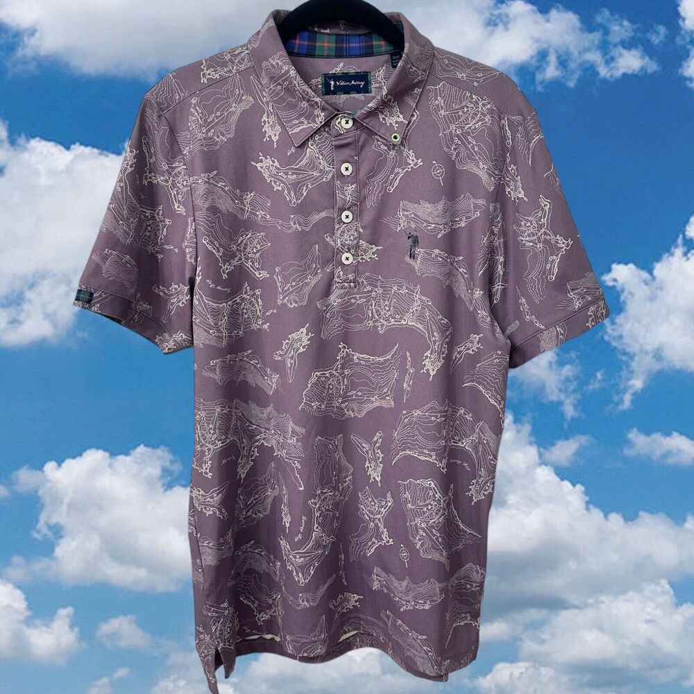 William Murray Mens Shirt Small Polo Purple Murray Bay Golf Polo Short Sleeve